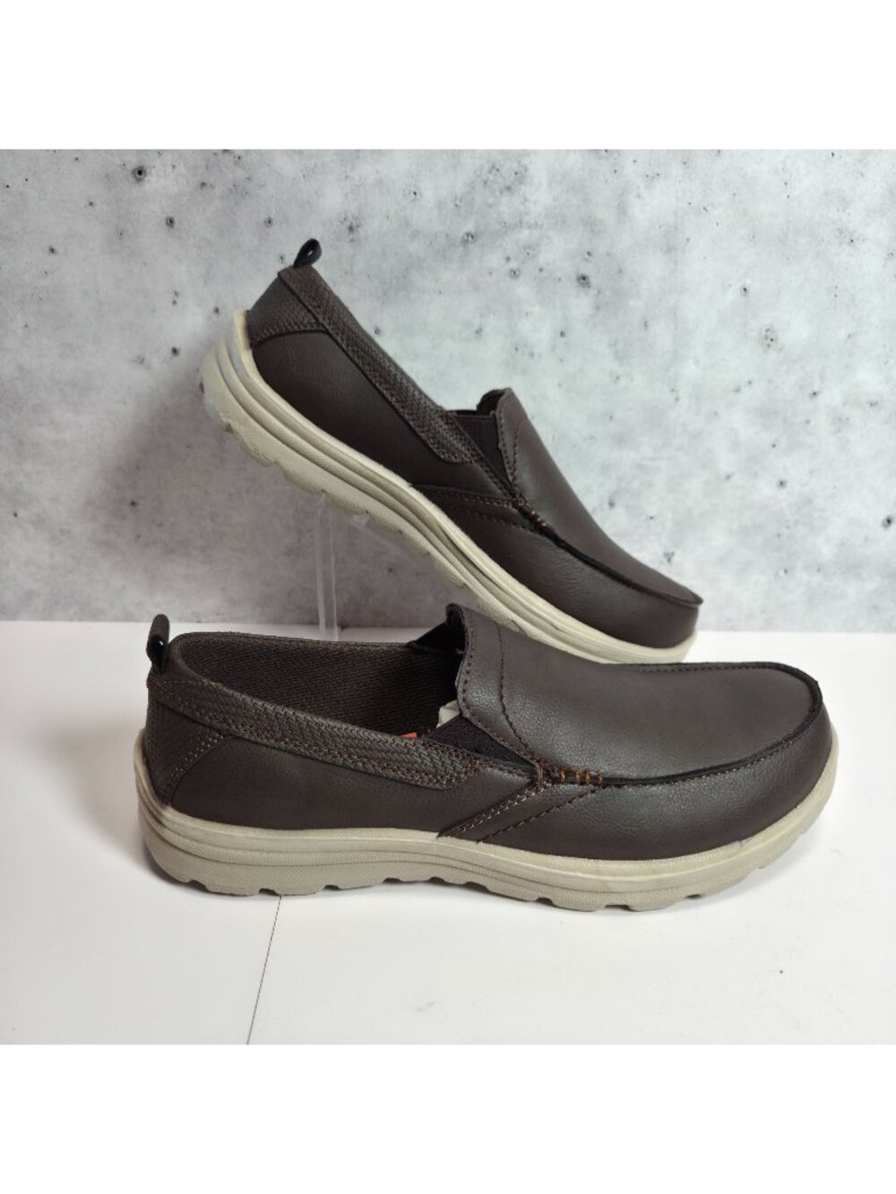 Deer Stags Mens Everest2 Slip-On Shoes 8.5 M Simulated Leather Memory Foam Dark